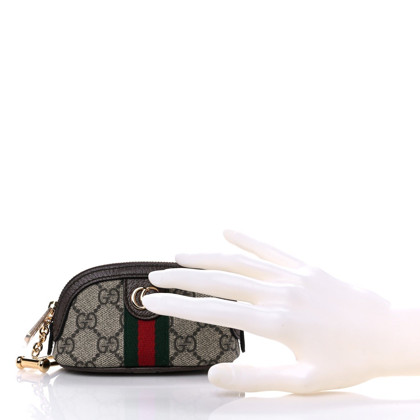 GG Supreme Monogram Web Ophidia Dome Key Pouch Beige New Acero