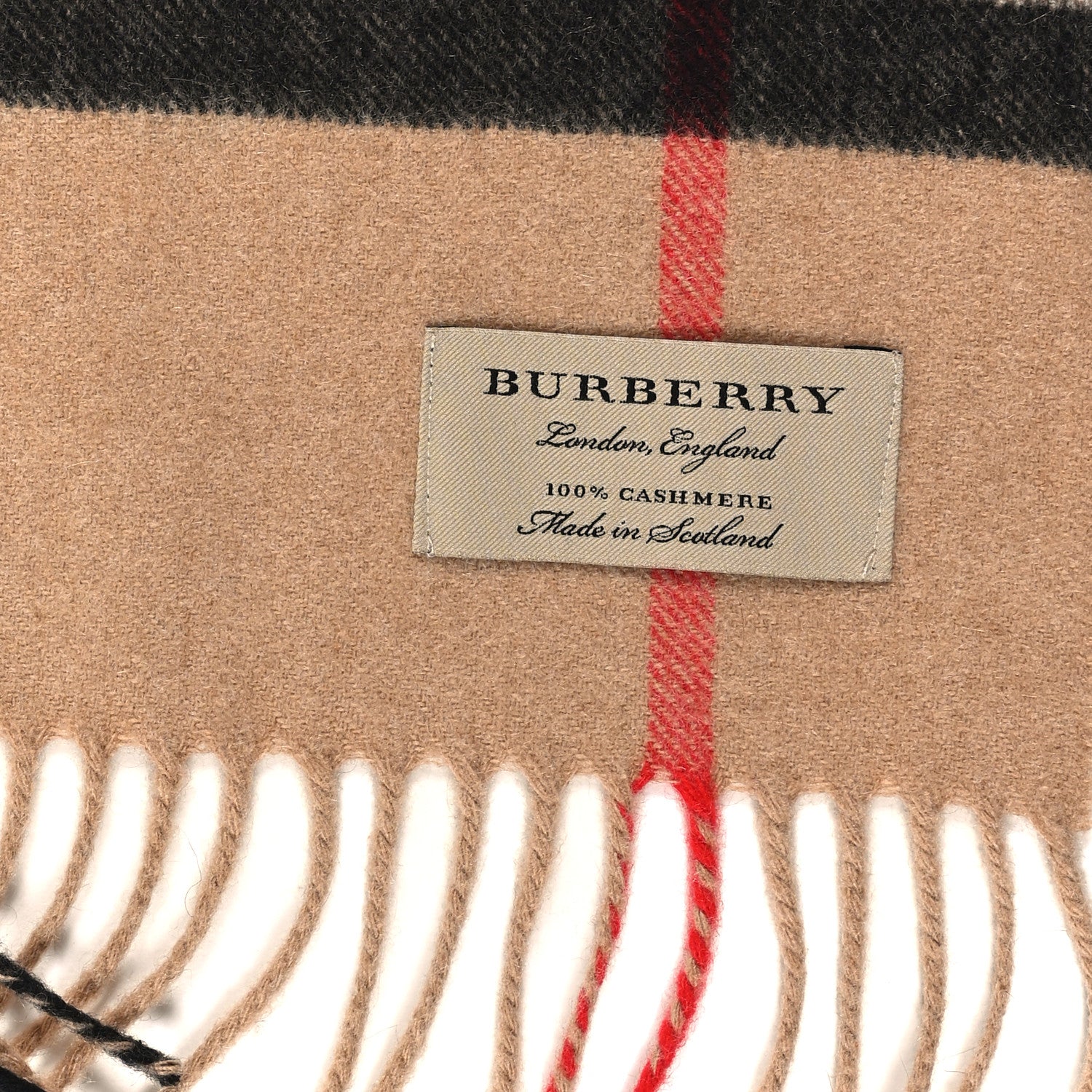 Burberry Cashmere Giant Heart Fringe Scarf Camel 1781075