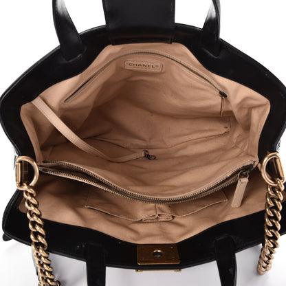 Chanel Glazed Calfskin Quilted Large Boy Tote Black 4 of 5