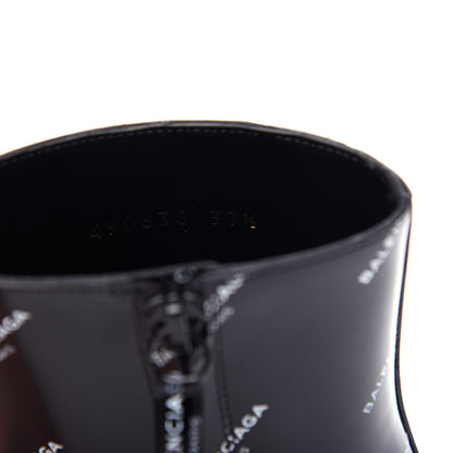 Balenciaga Patent Allover Logo Ankle Boots 37.5 Black 10 of 10