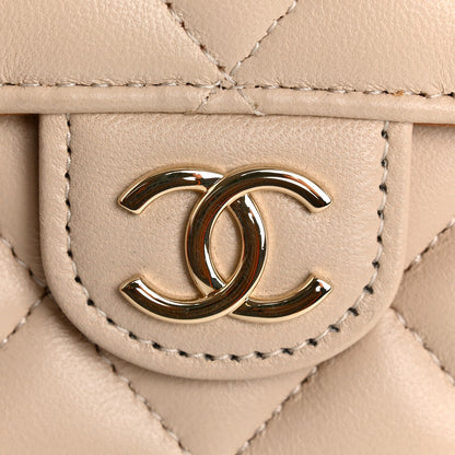 Chanel Lambskin Quilted Flap Phone Holder With Chain Ecru Dark Beige 12 of 13