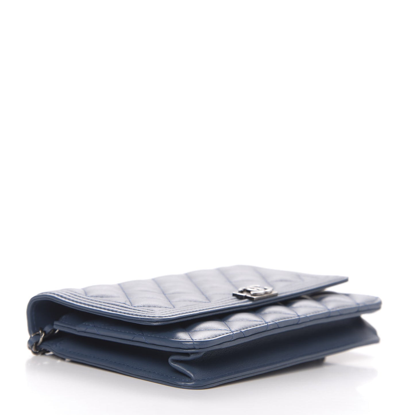 Lambskin Quilted Boy Wallet On Chain WOC Blue