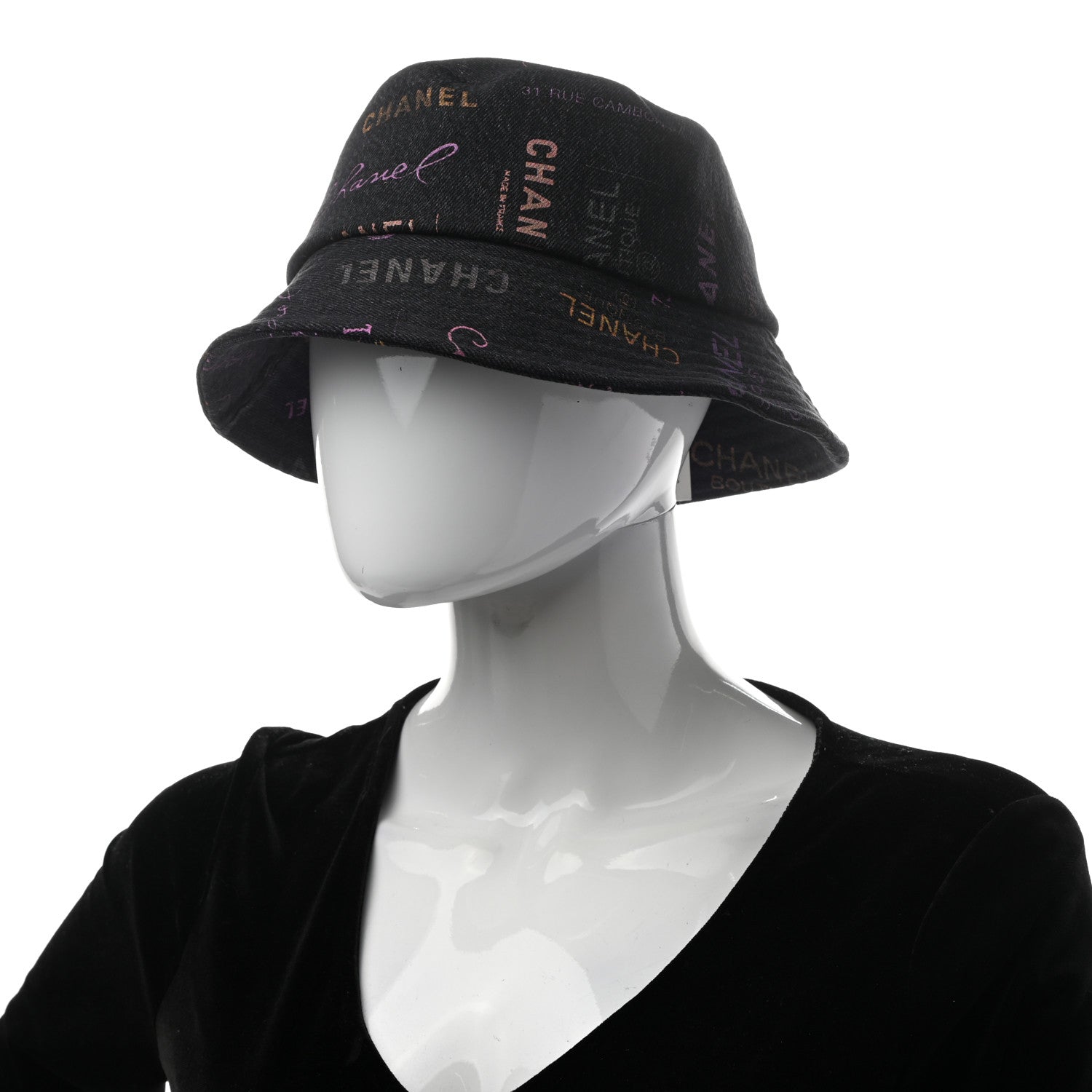 Chanel Denim Mood Cloche Bucket Hat M Black 2 of 8