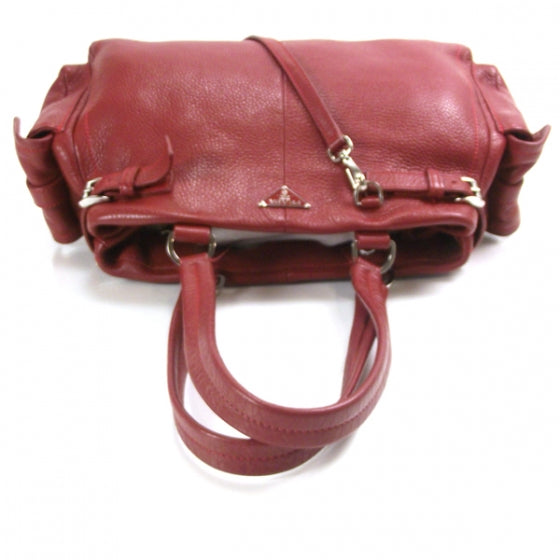 Vitello Daino Shoulder Bag Rosso