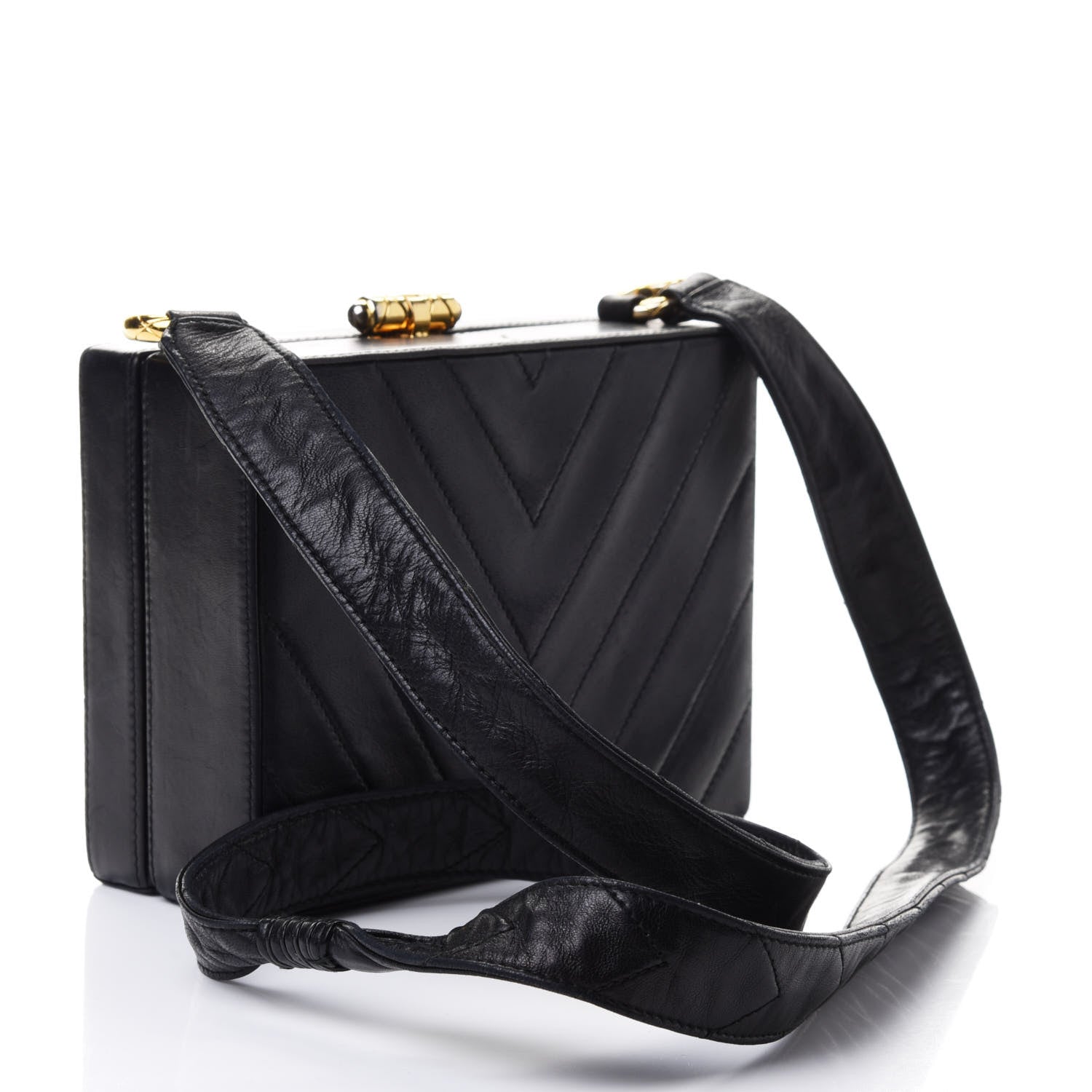Chanel Lambskin Chevron Quilted CC Shoulder Bag Black 2 of 4