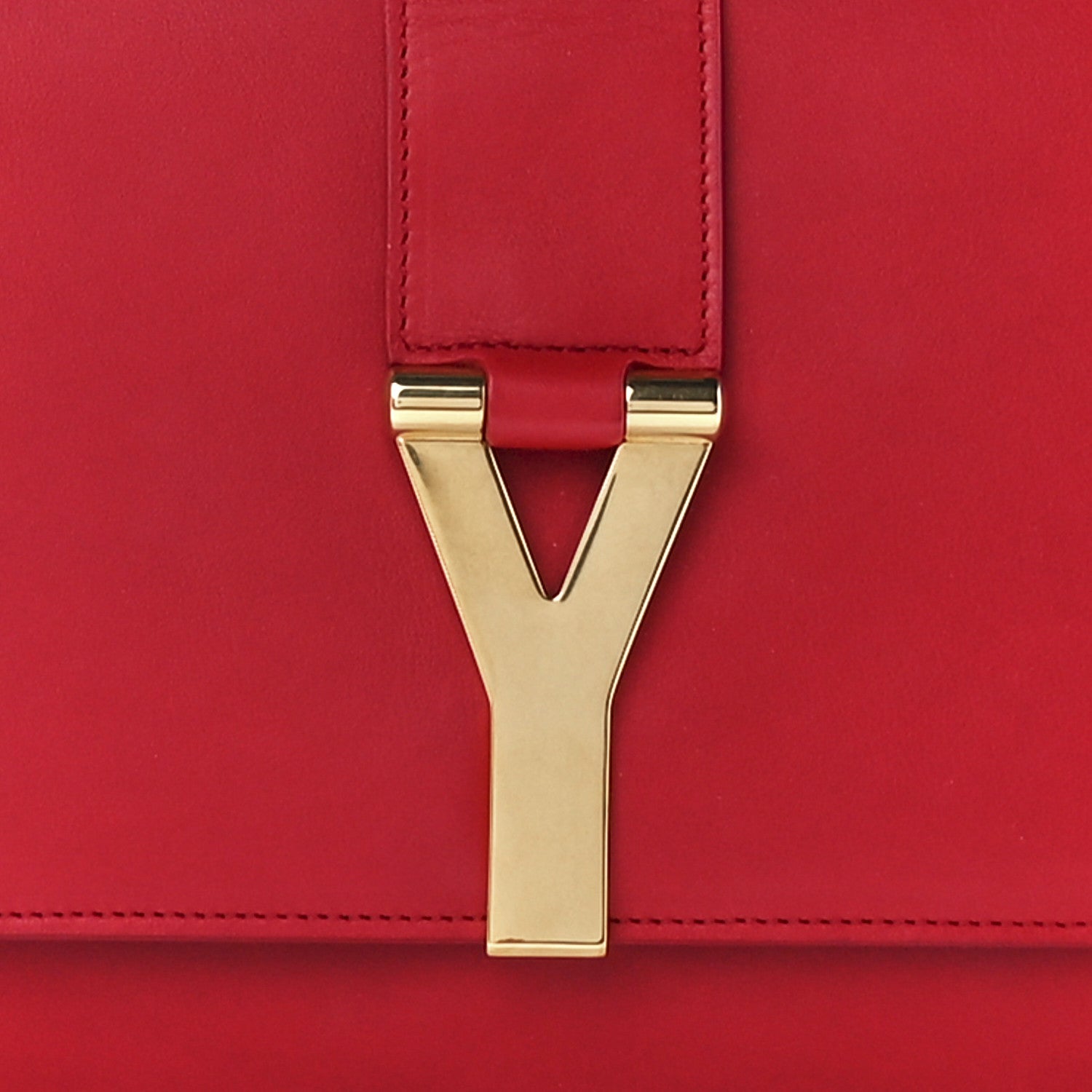 Saint Laurent Calfskin Classic Y Ligne Clutch Red 9 of 12