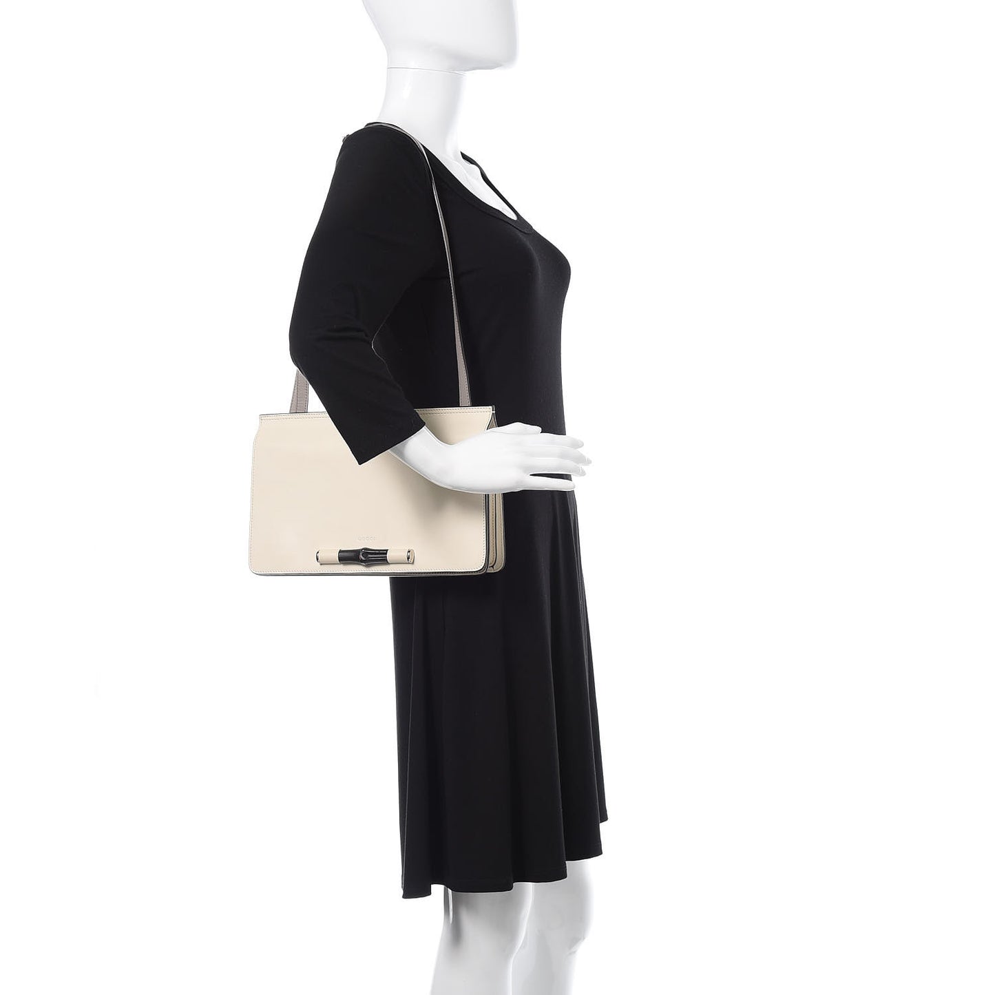 Calfskin Lady Bamboo Shoulder Bag White