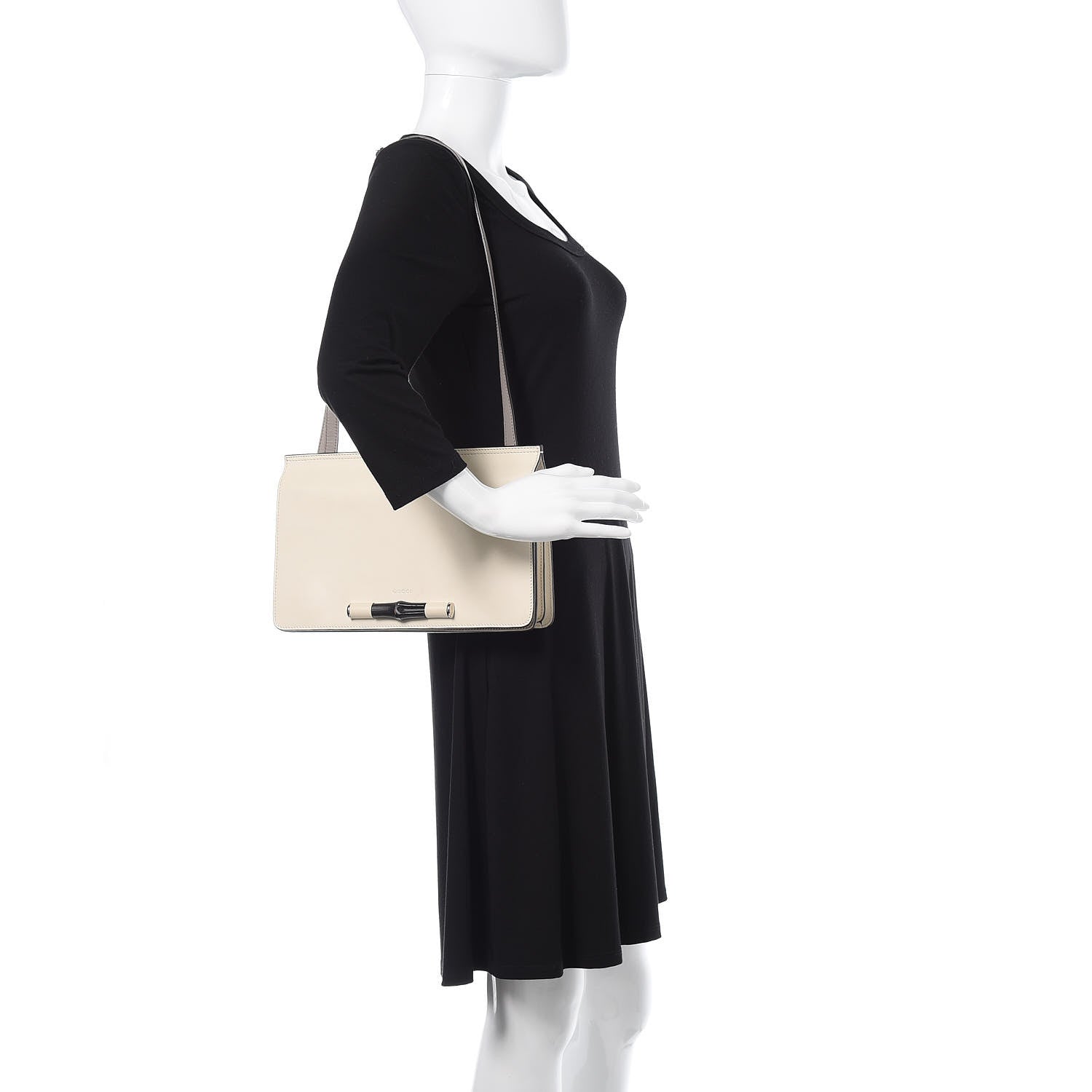 Gucci Calfskin Lady Bamboo Shoulder Bag White 2 of 12