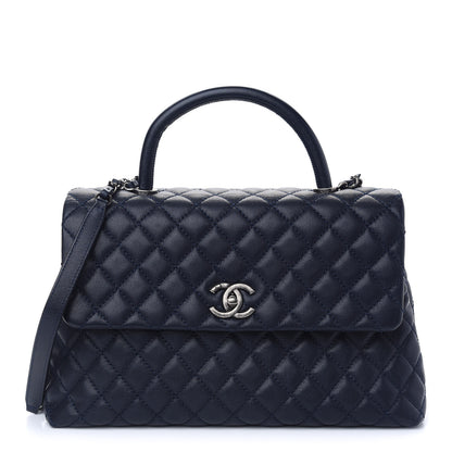 Chanel Caviar Quilted Medium Coco Handle Flap Navy 1 of 9