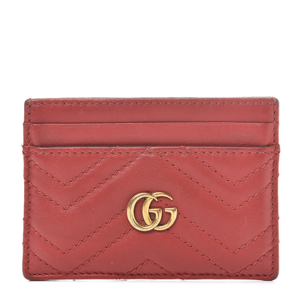 Gucci Calfskin Matelasse GG Marmont Card Holder Hibiscus Red 1 of 11