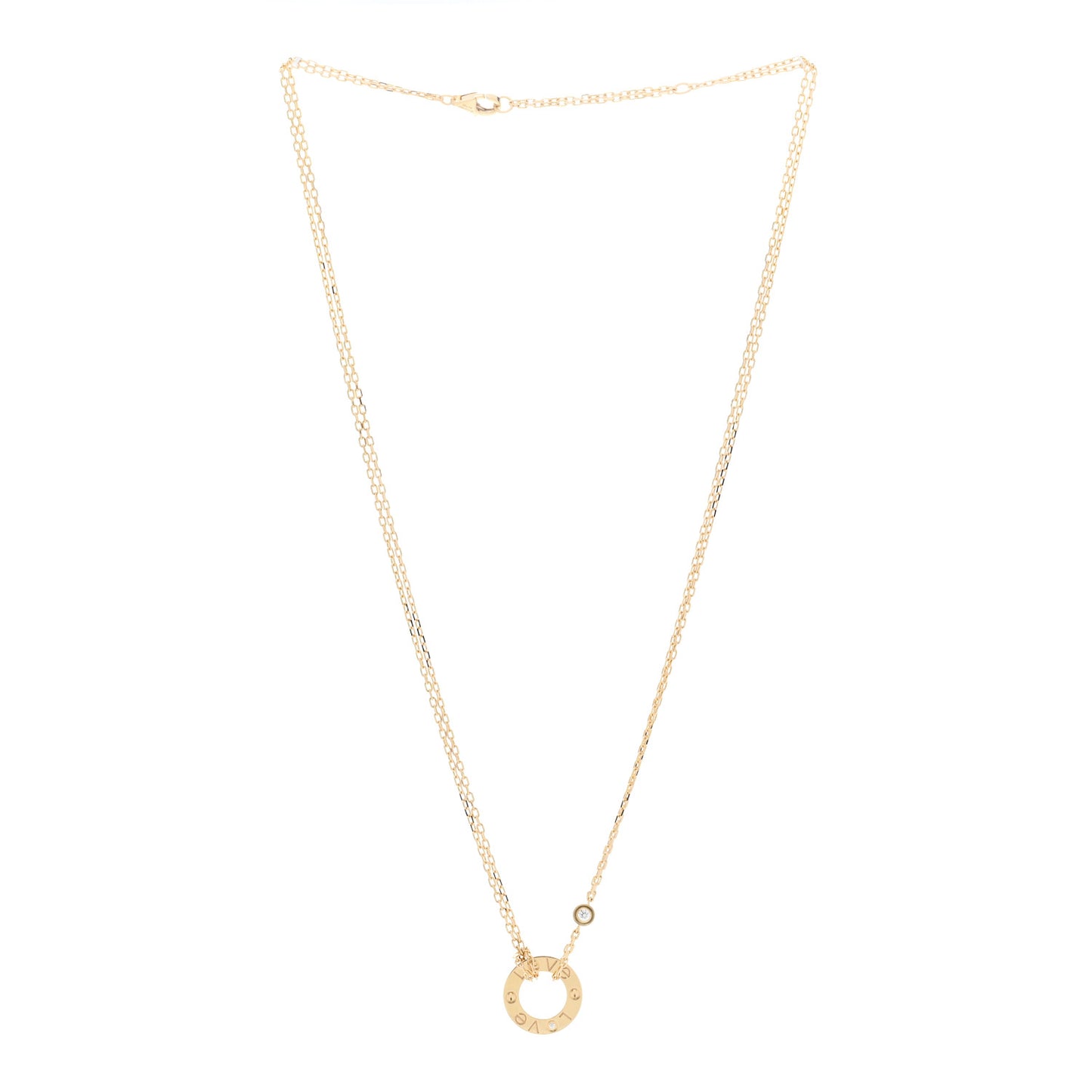 18K Yellow Gold 2 Diamond LOVE Necklace