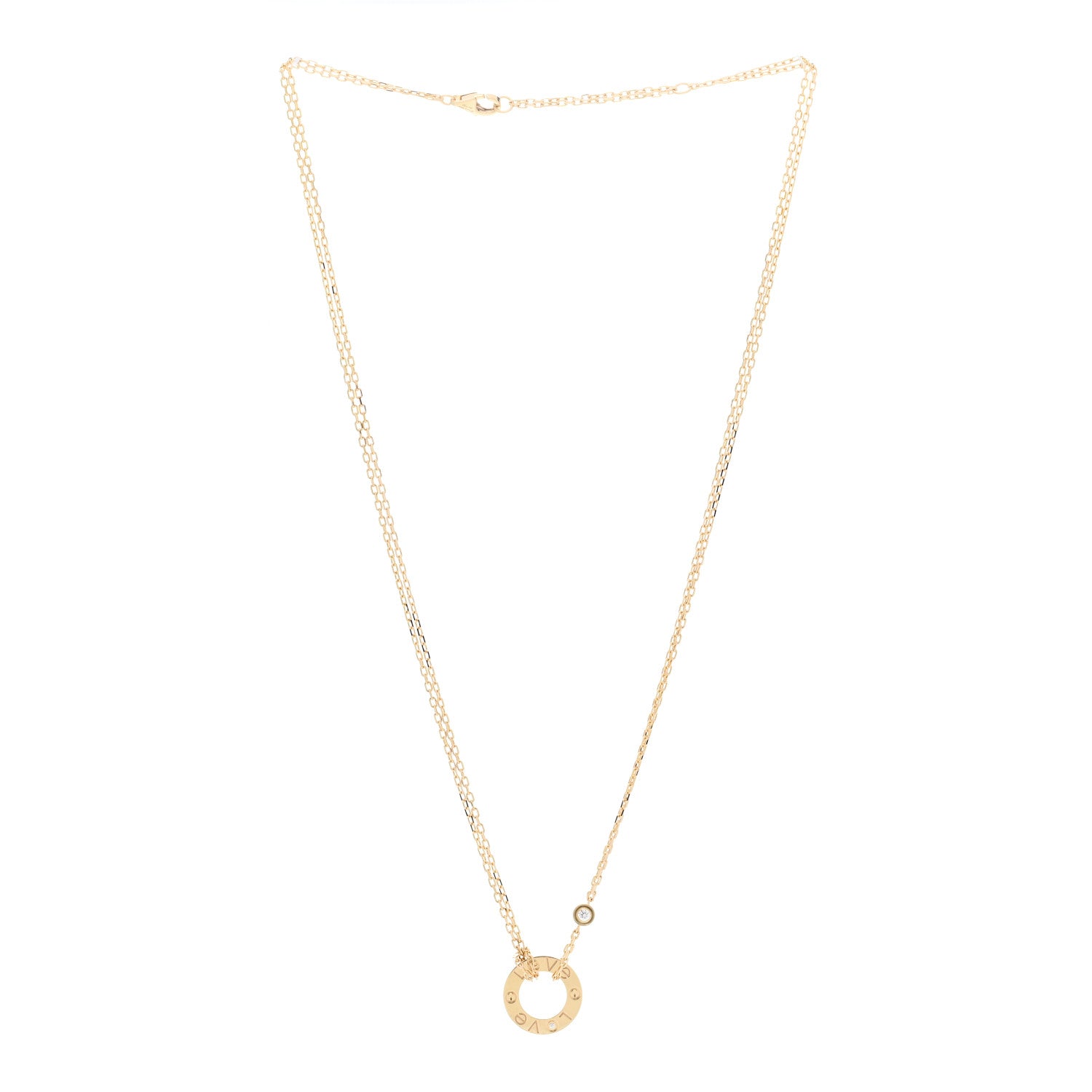 Cartier 18K Yellow Gold 2 Diamond LOVE Necklace 3 of 5