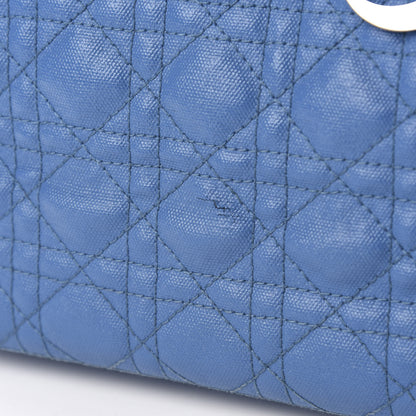 Christian Dior Coated Canvas Cannage Small Panarea Tote Cobalt Blue 12 of 13