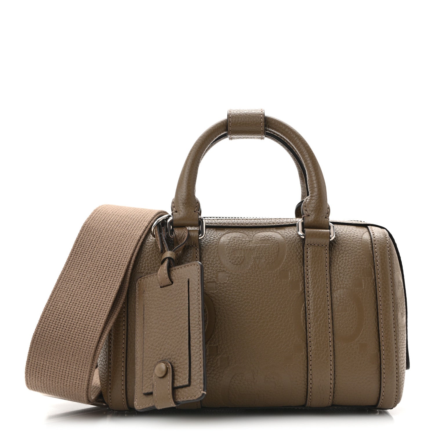 Gucci Piuma Calfskin Jumbo GG Embossed Mini Duffle Bag Good Taupe 1 of 13