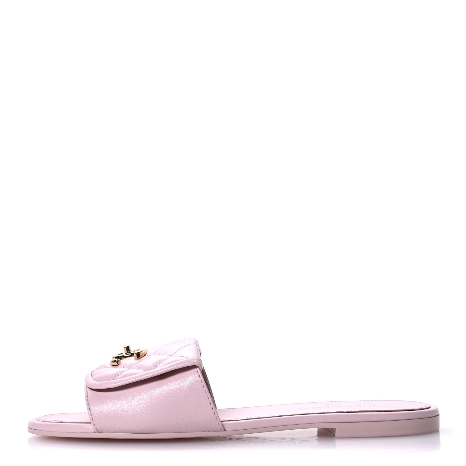 Chanel Lambskin Quilted Turnlock Flat Mules 41 Light Pink 1 of 9