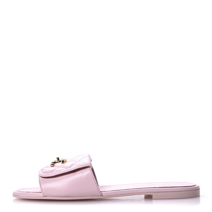Chanel Lambskin Quilted Turnlock Flat Mules 41 Light Pink 1 of 9