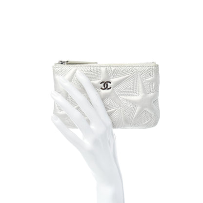 Chanel Metallic Lambskin Star Embossed Coin Purse Case Silver 2 of 8