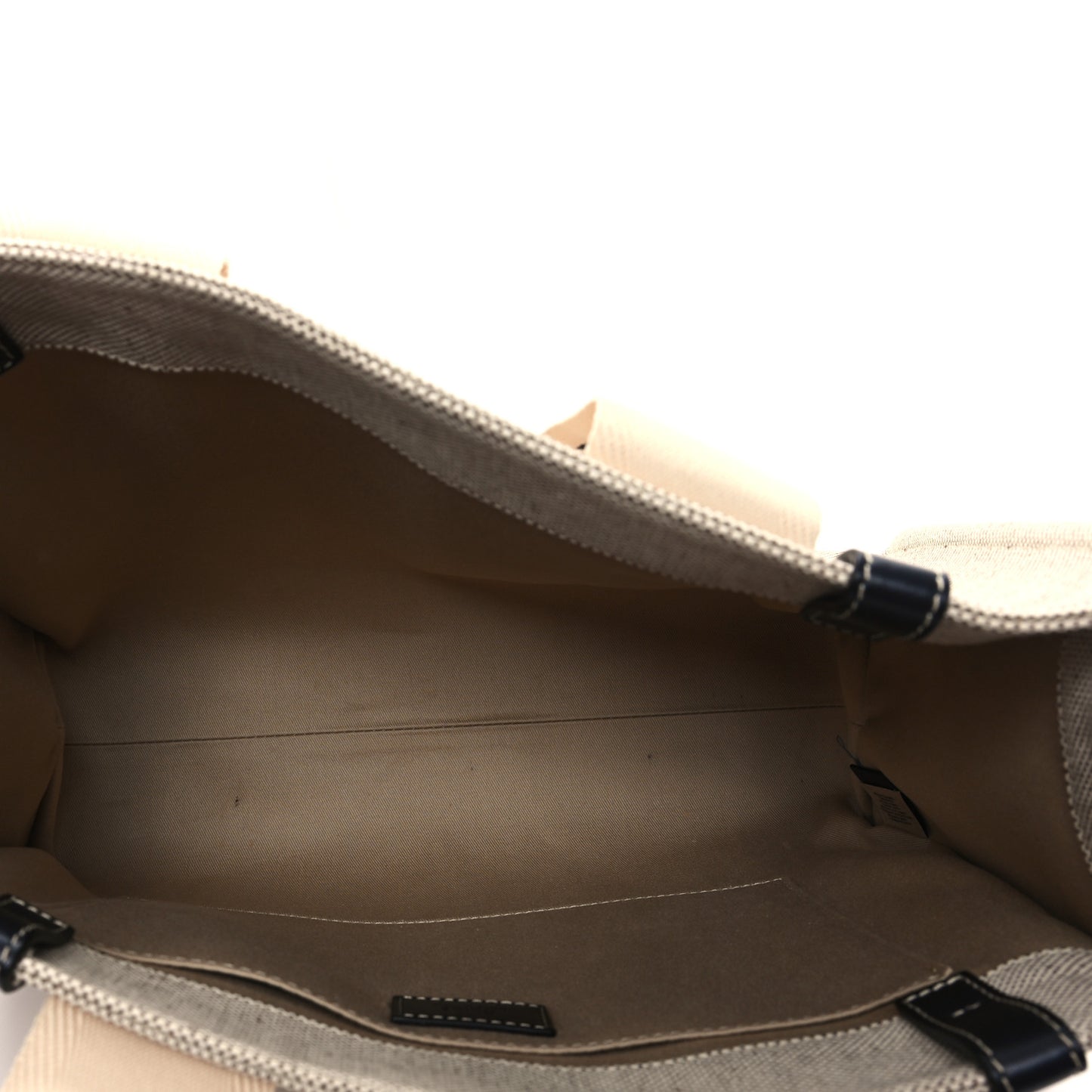 Linen Calfskin Medium Woody Ribbon Tote White Blue