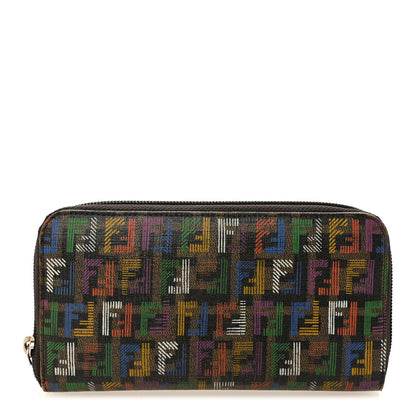 Fendi Zucchino Spalmati FF Multicolor Zip Around Wallet Black Multicolor 1 of 8