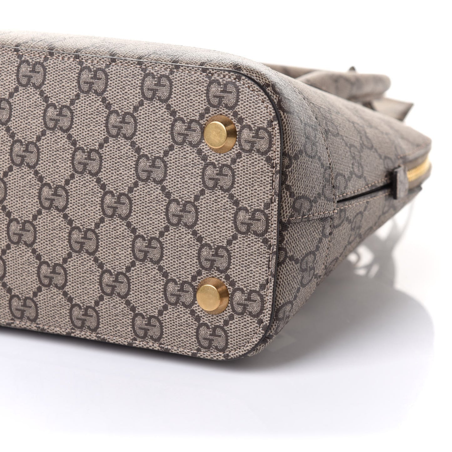 X GUCCI GG Supreme Monogram Small Ville Top Handle Beige Ebony