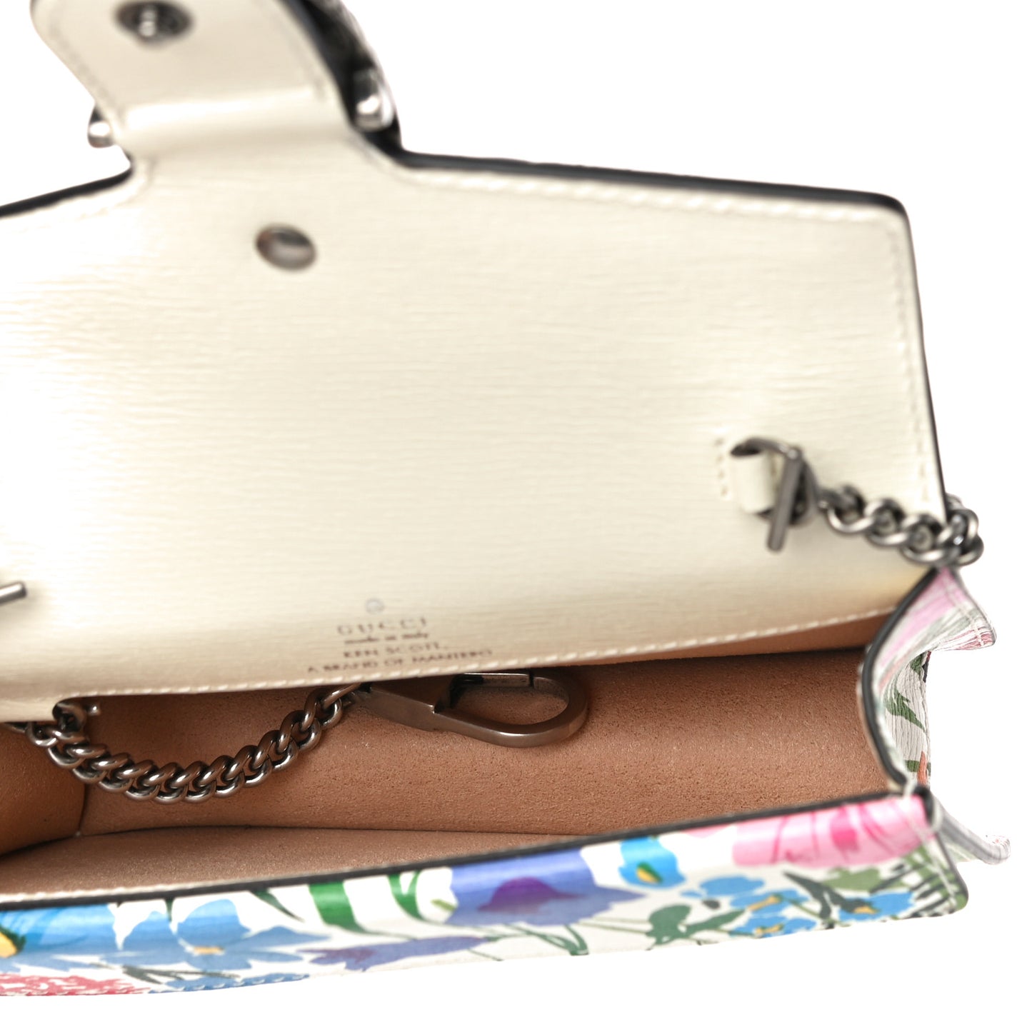 X KEN SCOTT New Shangai Calfskin Jardin D'Avril Floral Print Super Mini Dionysus Shoulder Bag Ivory Pink