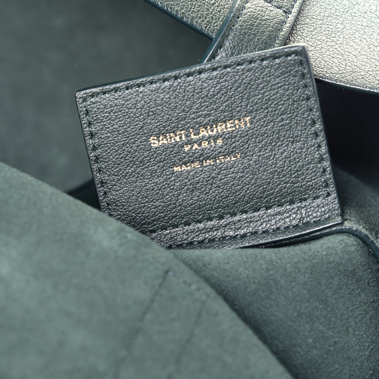 Saint Laurent Calfskin Large Shopping Tote Dark Green 6 of 10