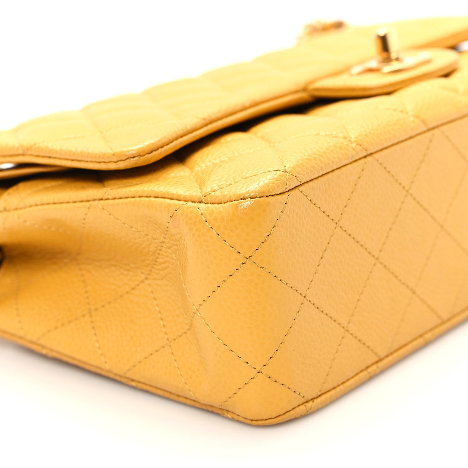 Chanel Caviar Quilted Medium Double Flap Yellow 9 of 11