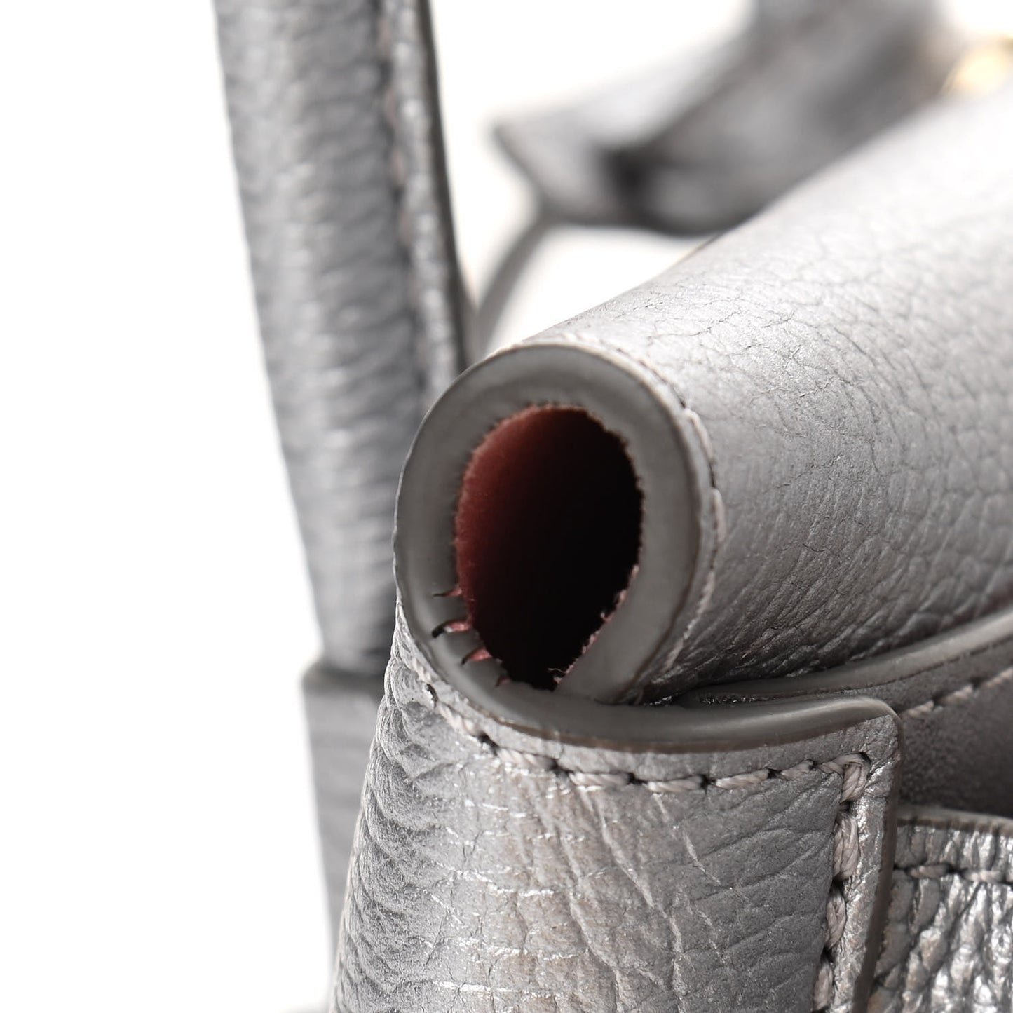 Metallic Grained Calfskin Mini Milla Tote Spike Silver