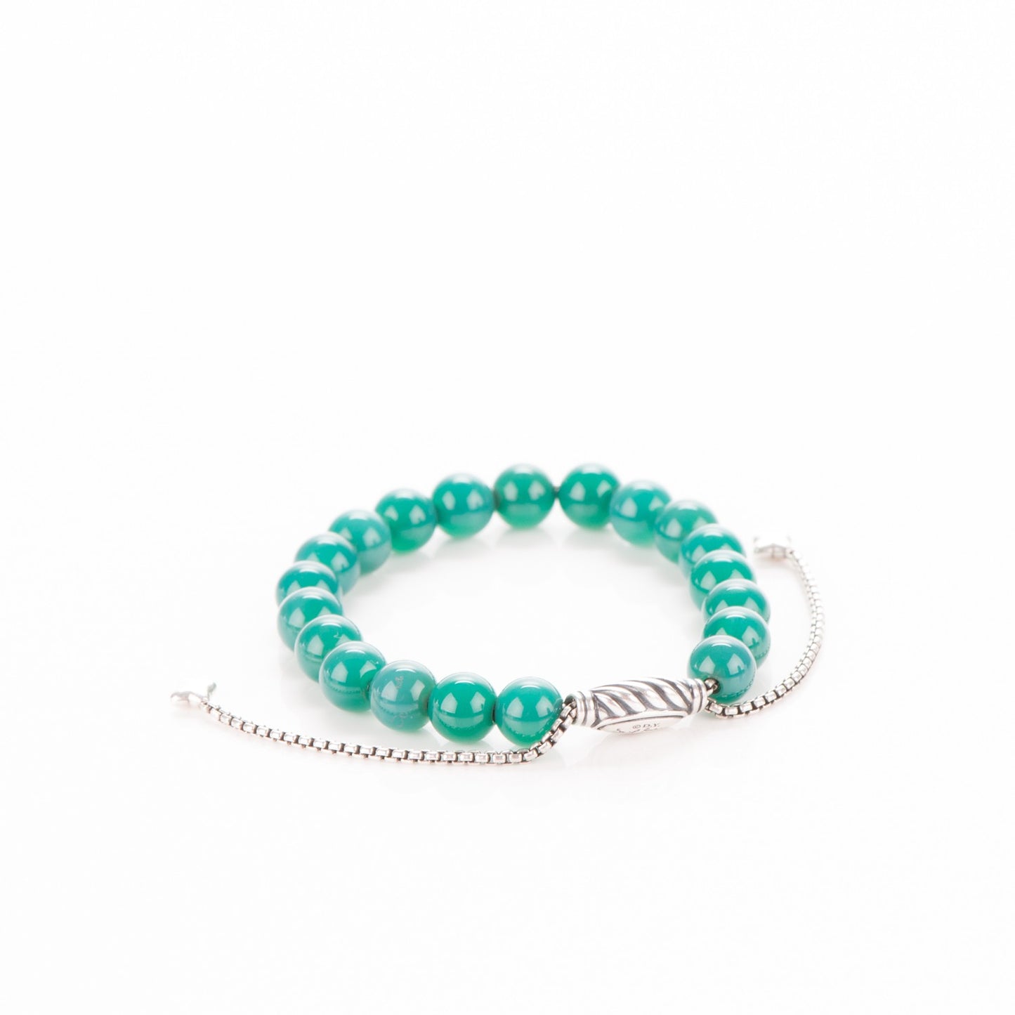 Sterling Silver Green Onyx 8mm Spiritual Beads Bracelet