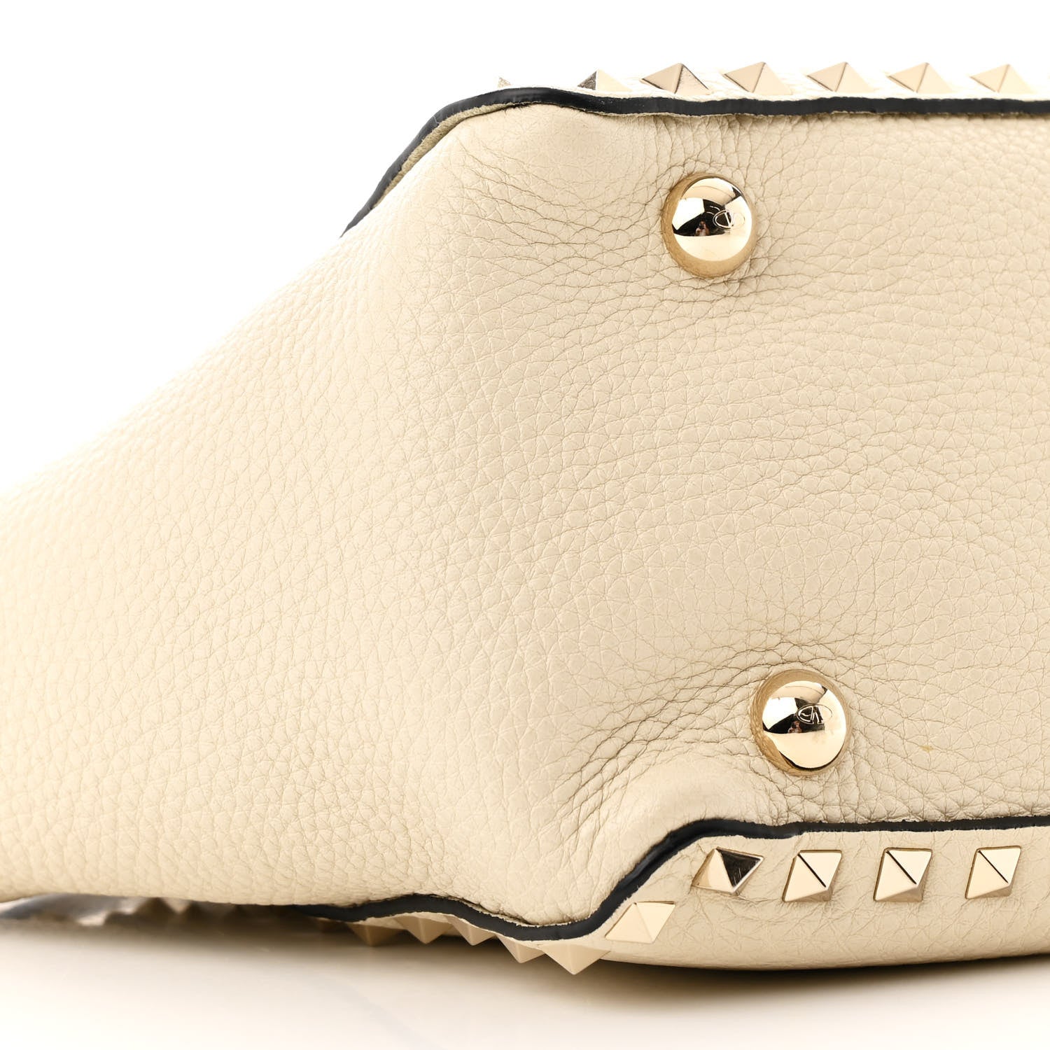 Valentino Garavani Pebbled Calfskin Small Rockstud Tote Ivory 8 of 9