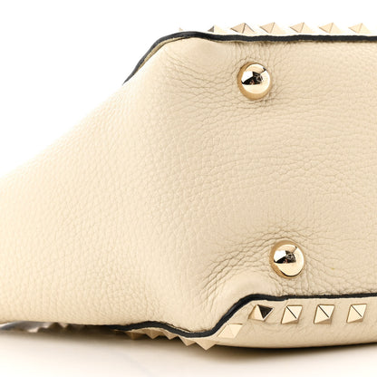 Valentino Garavani Pebbled Calfskin Small Rockstud Tote Ivory 8 of 9