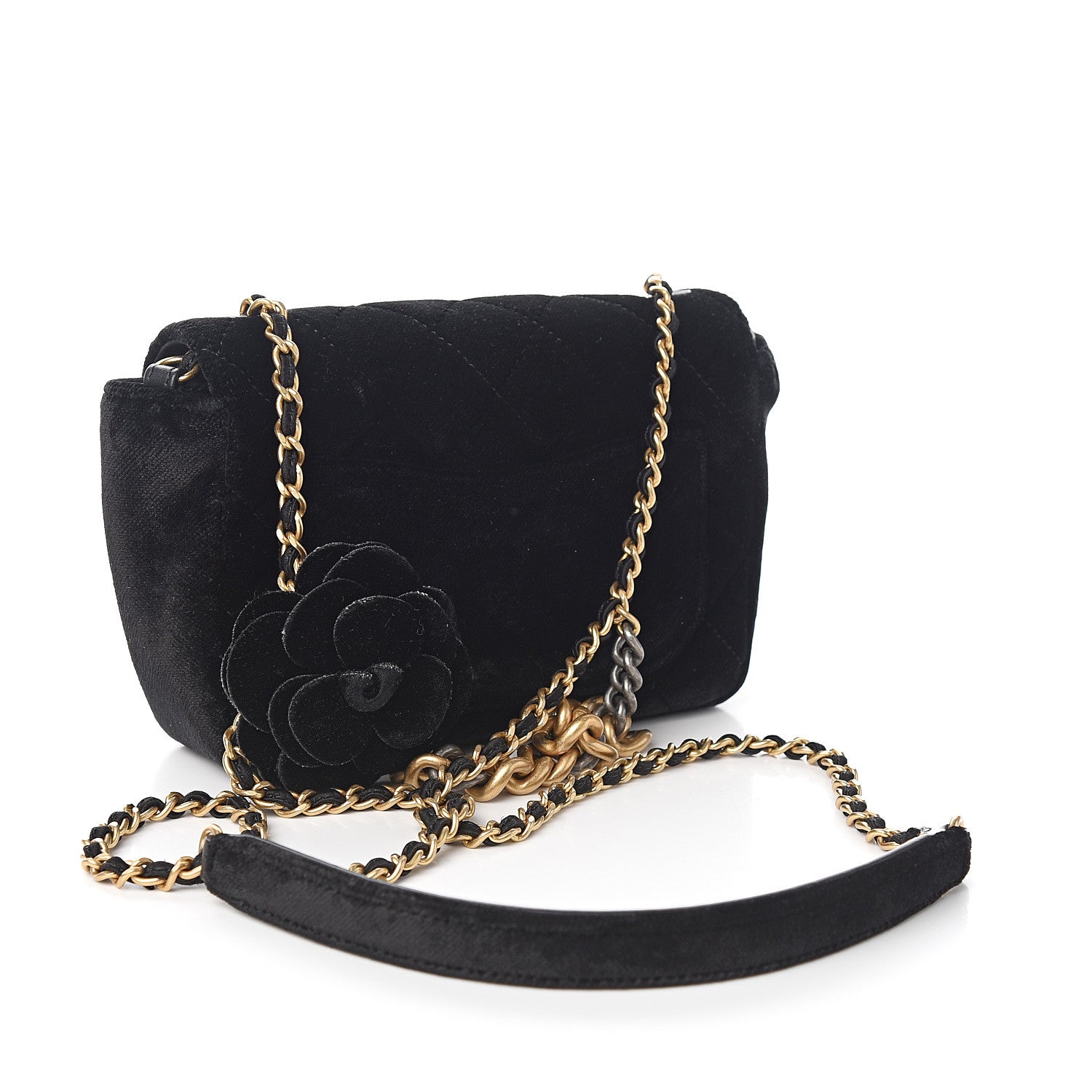 Chanel Velvet Quilted Small Camellia Flap Black 3 of 11