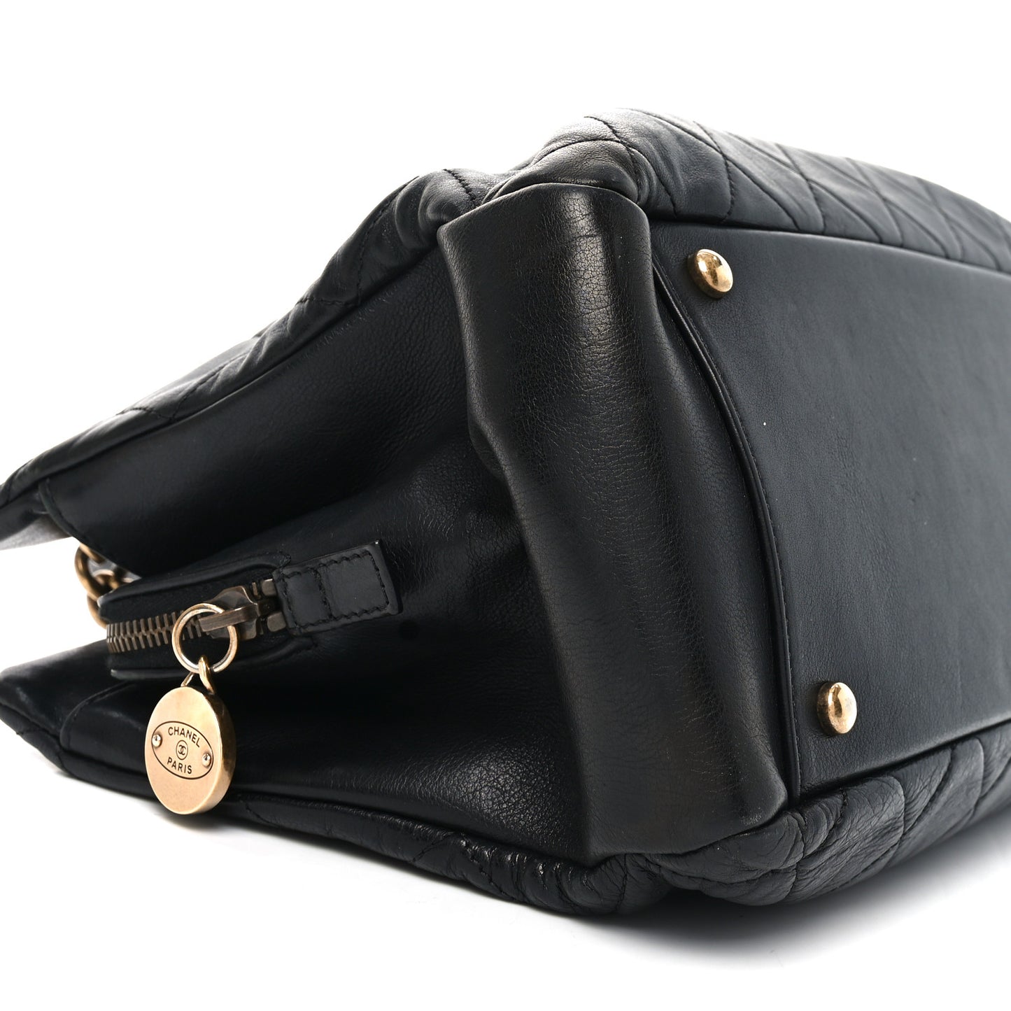 Calfskin Quilted Small CC Crown Tote Black