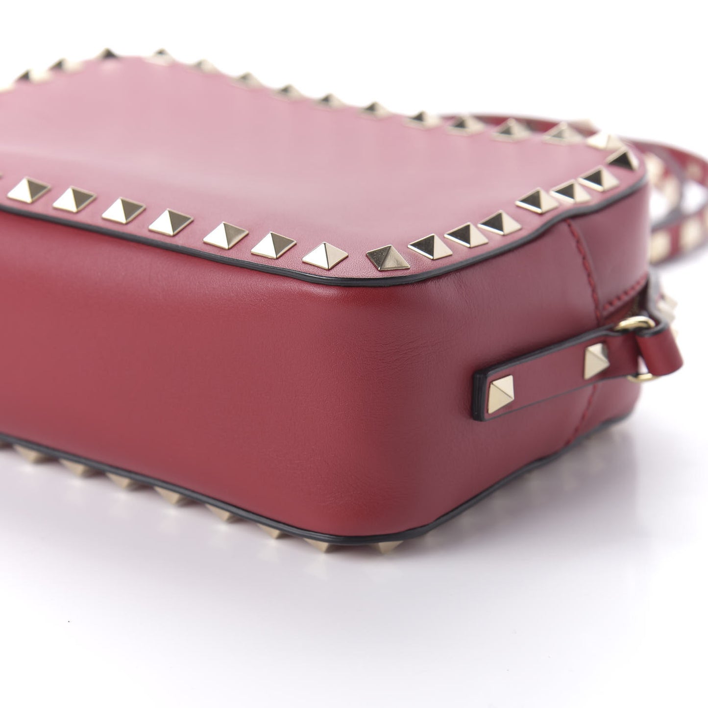 Calfskin Rockstud Camera Crossbody Bag Red