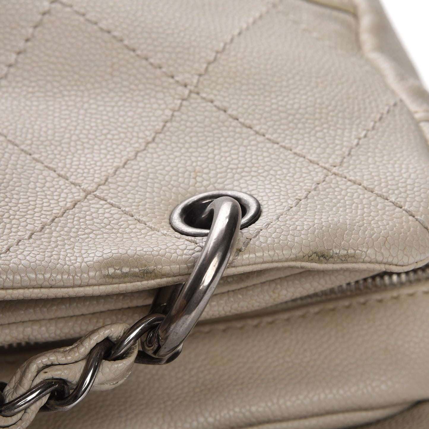 Distressed Caviar Outdoor Ligne Tote White