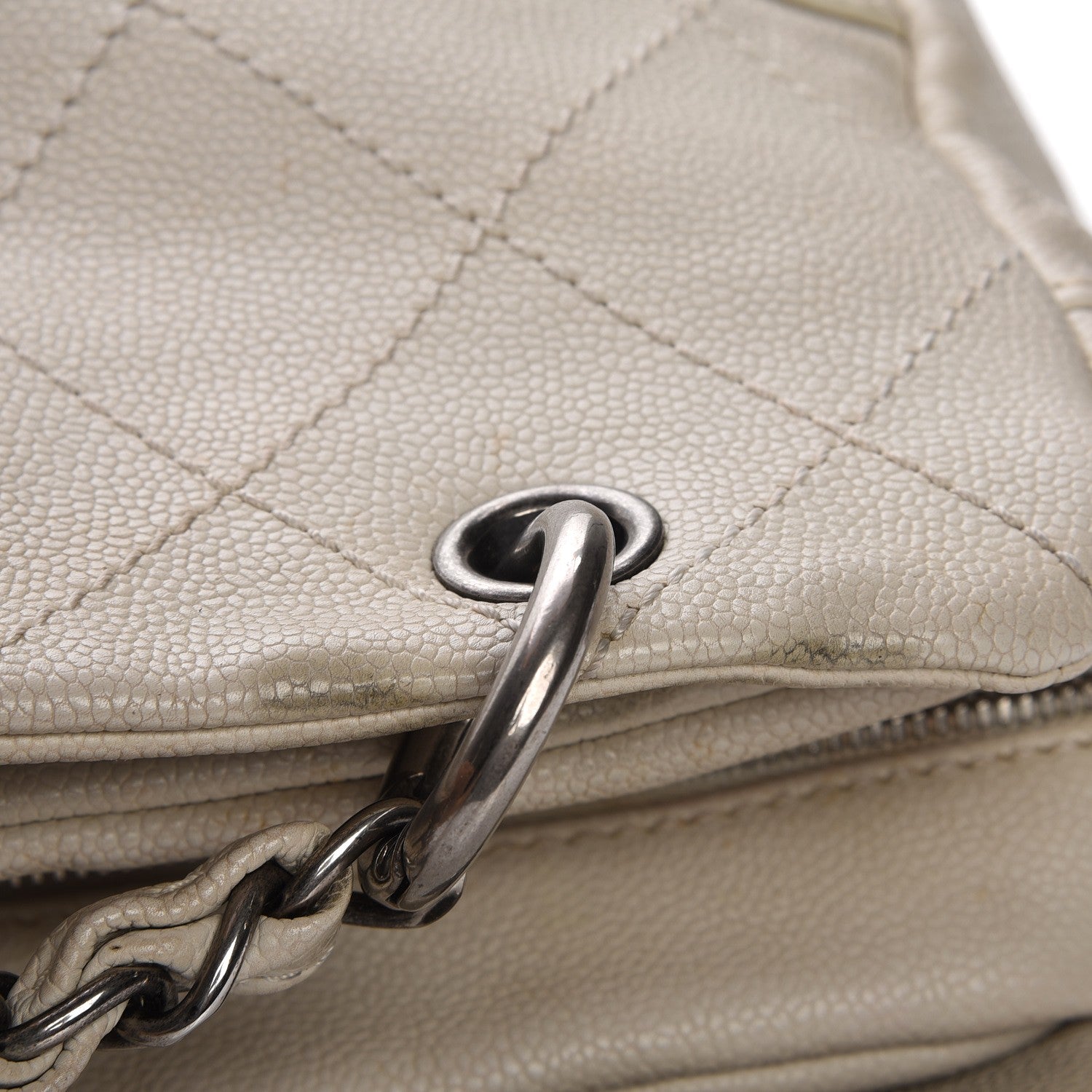 Chanel Distressed Caviar Outdoor Ligne Tote White 8 of 9