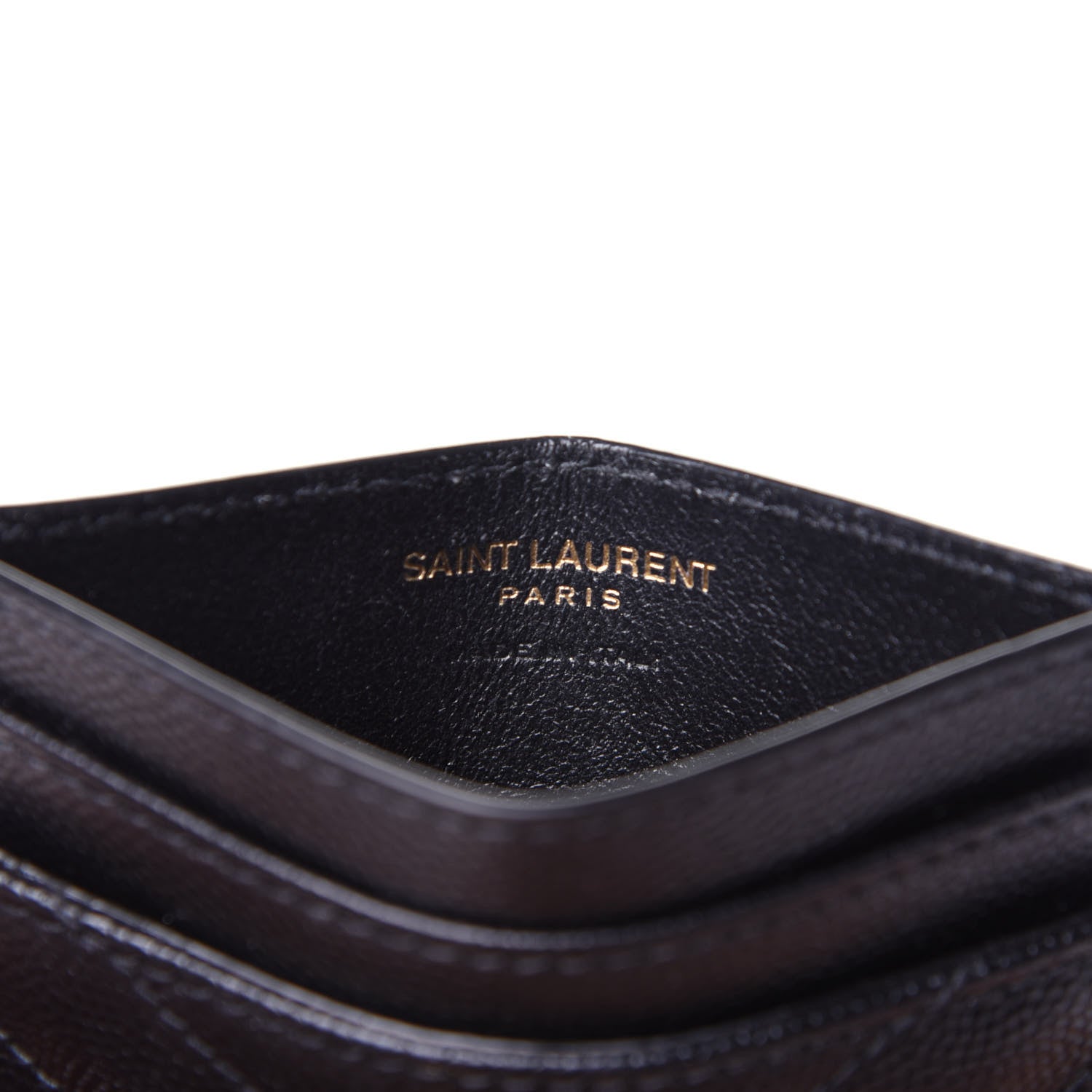 Saint Laurent Grain De Poudre Matelasse Chevron Monogram Credit Card Case Black 6 of 9
