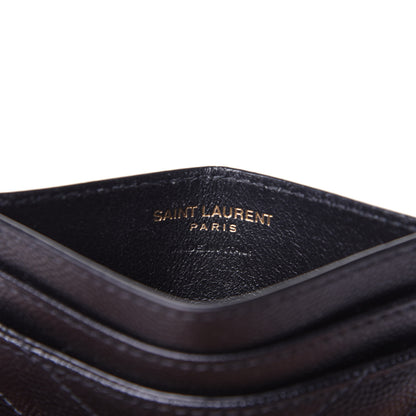 Saint Laurent Grain De Poudre Matelasse Chevron Monogram Credit Card Case Black 6 of 9
