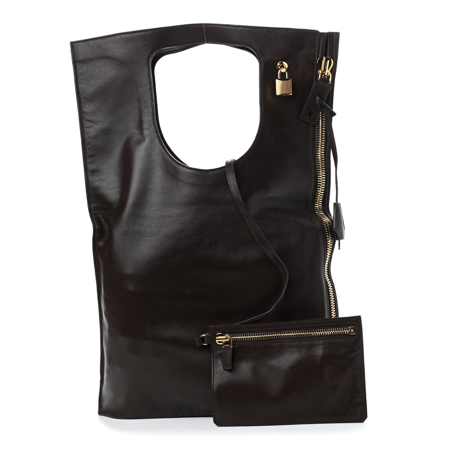 Alix Padlock Zip Shoulder Bag Brown
