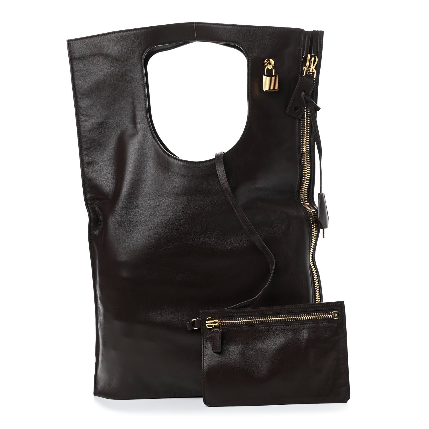 Tom Ford Alix Padlock Zip Shoulder Bag Brown 1 of 9