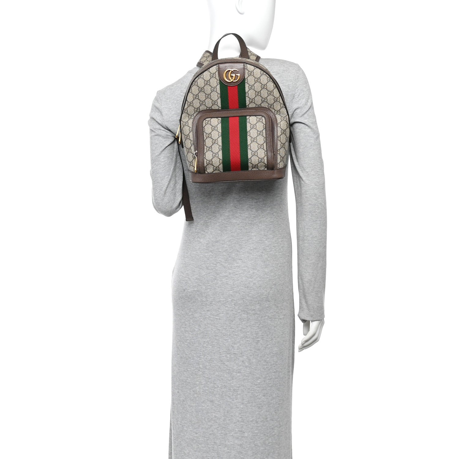 Gucci GG Supreme Monogram Calfskin Web Small Ophidia Day Backpack Beige Ebony New Acero 2 of 11