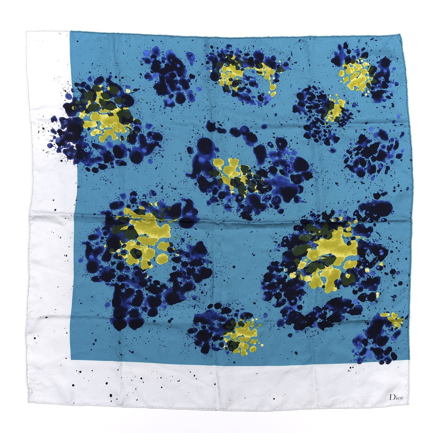 Silk Square Scarf White Blue