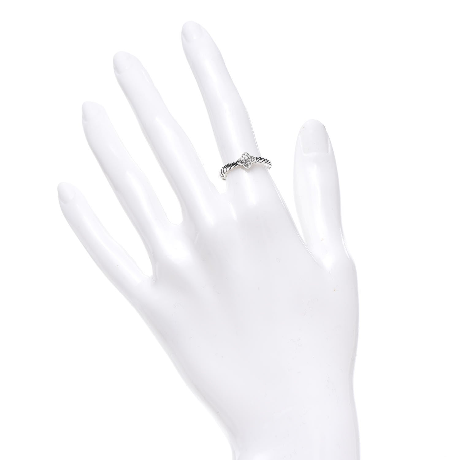 David Yurman Sterling Silver Diamond Quatrefoil Ring 49 5 2 of 5