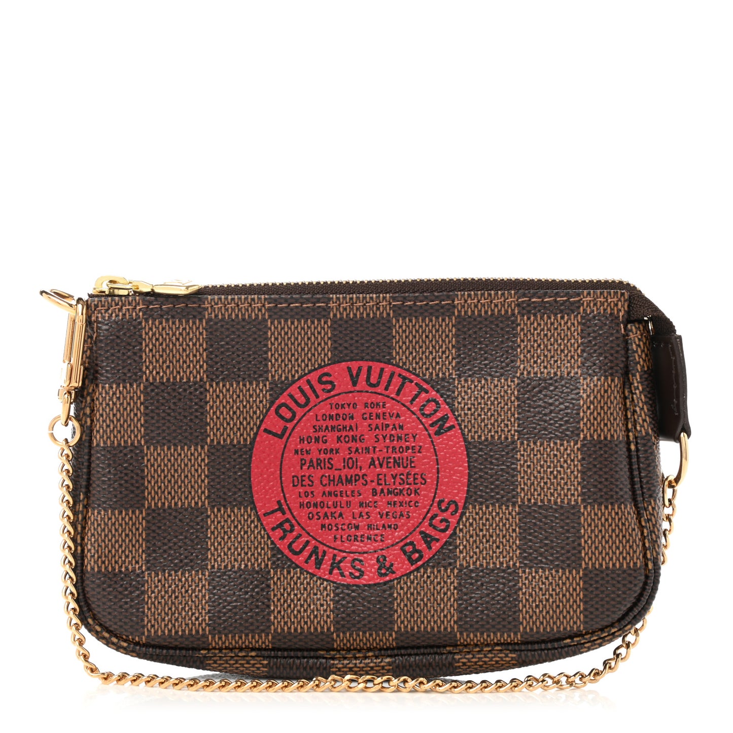 Damier Ebene Complice Trunks and Bags Mini Pochette Accessories Red