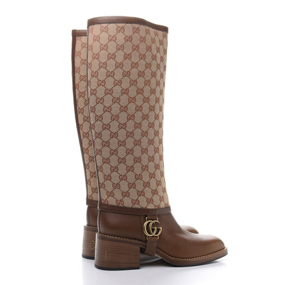 Gucci GG Monogram Calfskin Lola Tall Boots 40.5 Beige Ruggine Cuir 5 of 11