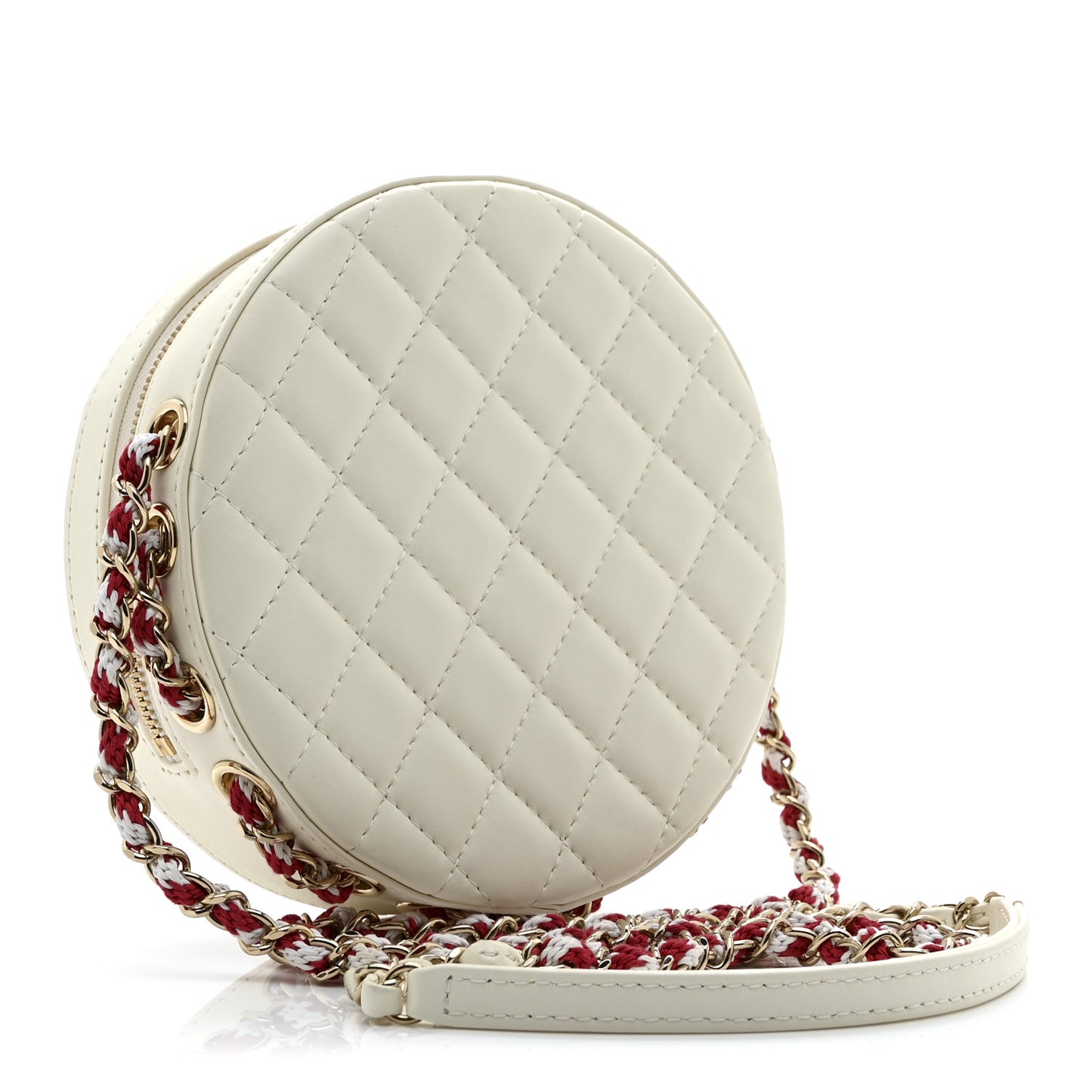 Lambskin Coco Lifesaver Round Bag Red White