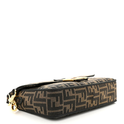 Fendi Fabric Jacquard FF 1974 Medium Baguette Tobacco Moro Black 4 of 10