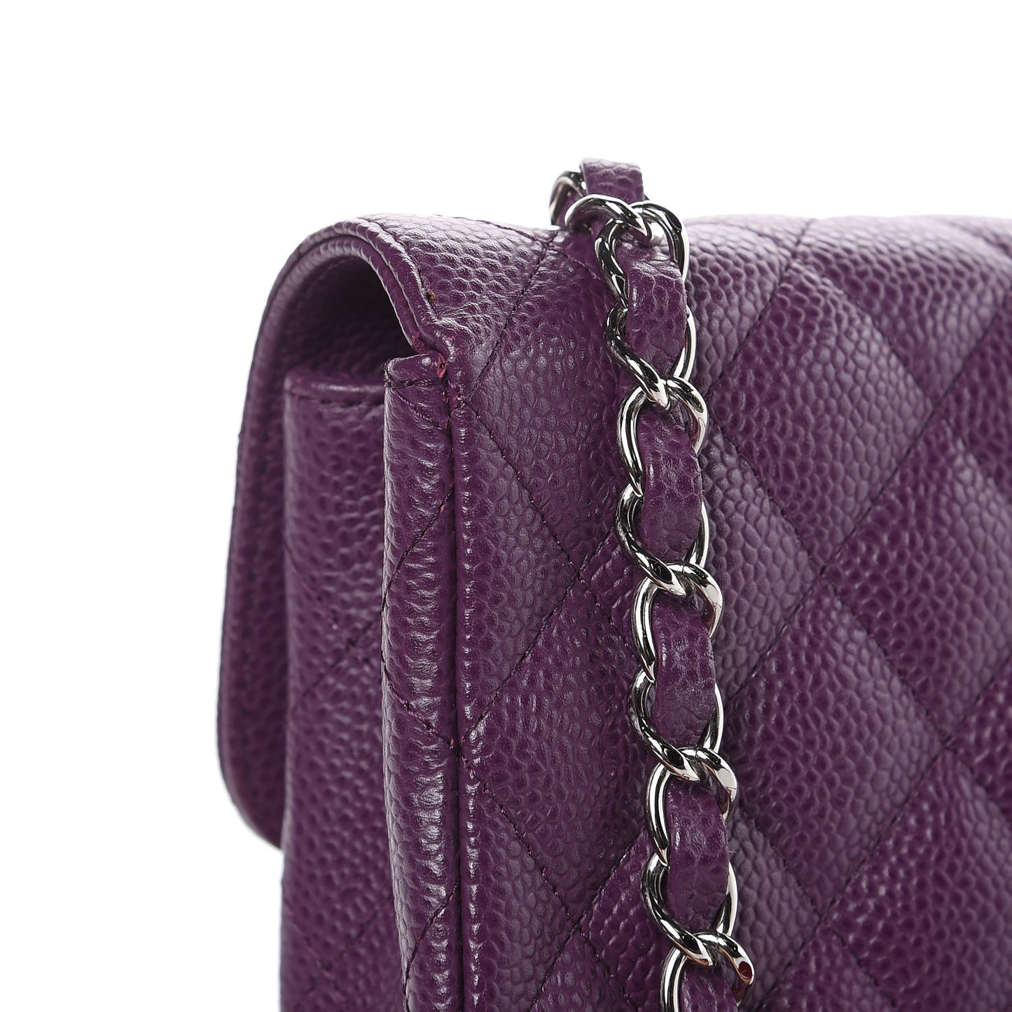 Caviar Quilted East West Flap Purple
