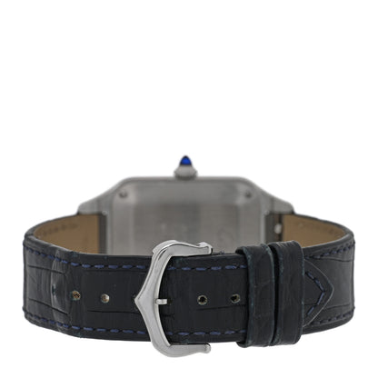Cartier Stainless Steel Alligator 31.4mm Santos Dumont Quartz Watch Blue 3 of 5