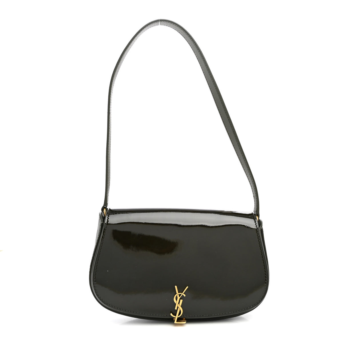 Saint Laurent Patent Calfskin Mini Voltaire Shoulder Bag Dark Vineyard Green 1 of 9